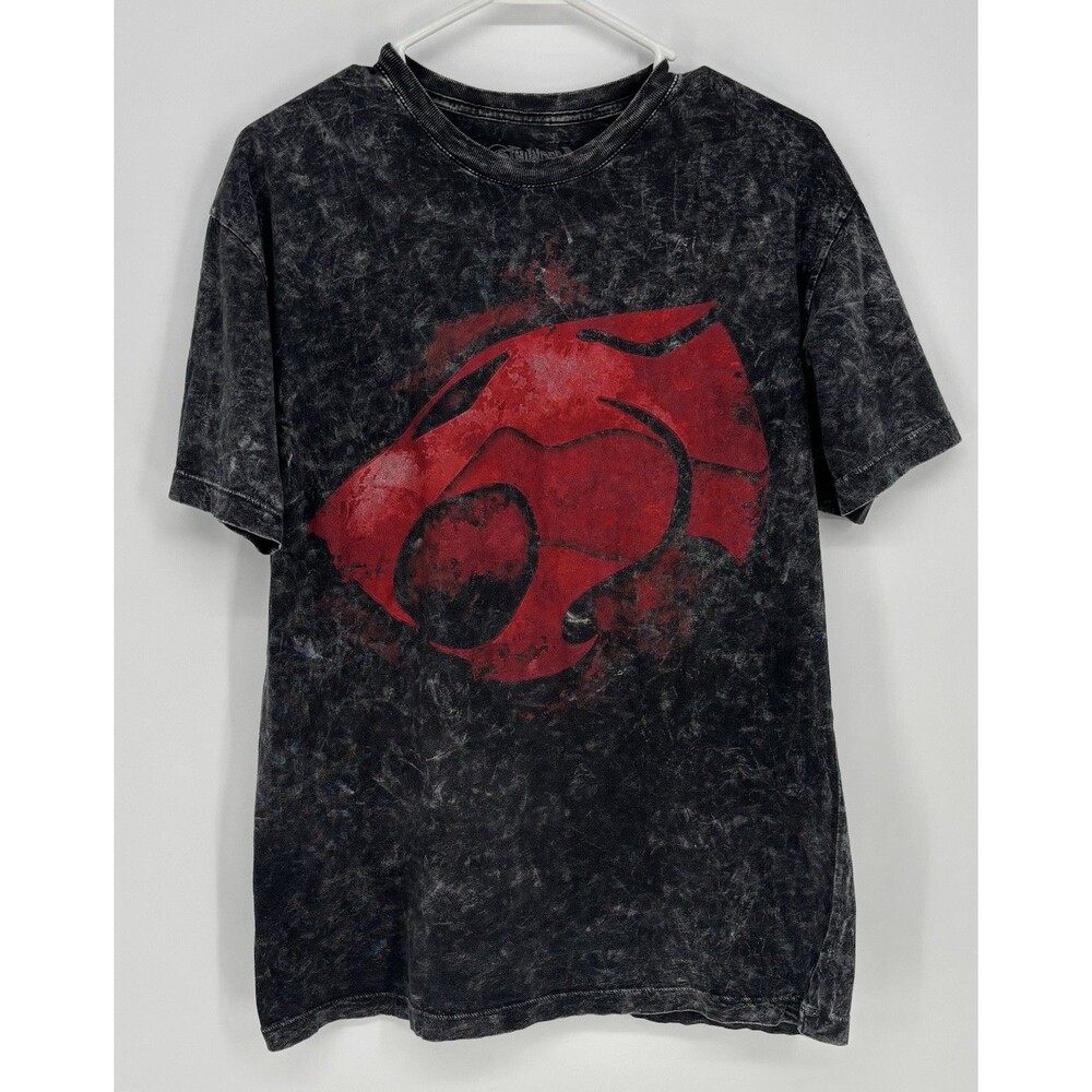 ThunderCats Men’s L 44 Acid Wash T-Shirt Black Red Logo Warner Bros Retro Tee